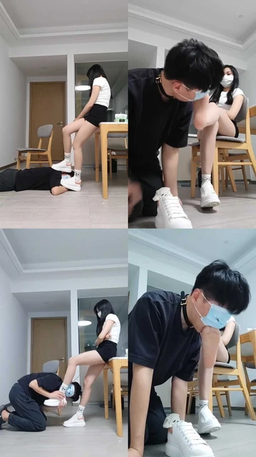 【广州泡芙】胯下羞辱/小白鞋棉袜虐/转胯插嘴【双视角版】