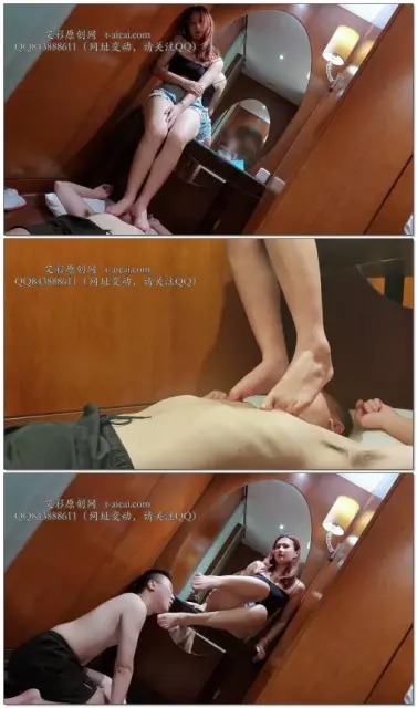 【lucky】跆拳道女王坐梳妆台上踩脚垫脚耳光脚深喉