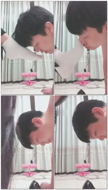 【兔粉粉】舌尖舔棉袜脚