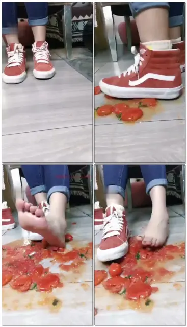 【美离子】踩食物vans帆布鞋,裸足