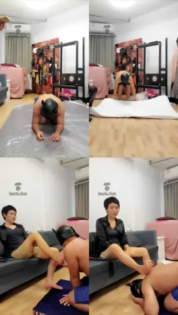 【乔姐】调教贱狗滴蜡洗脚舔脚