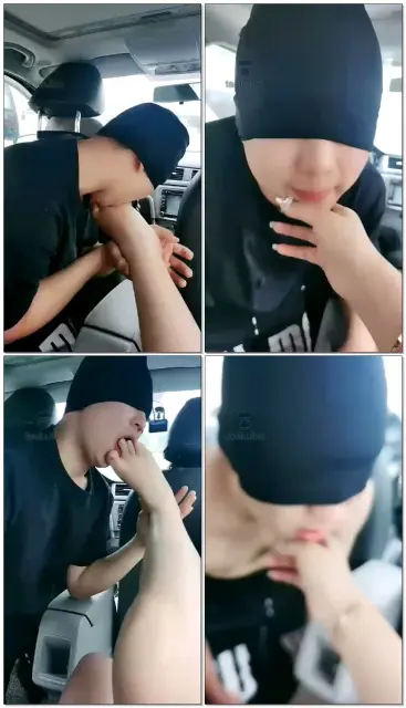 【墨染S】车内调教，舔脚耳光羞辱口水