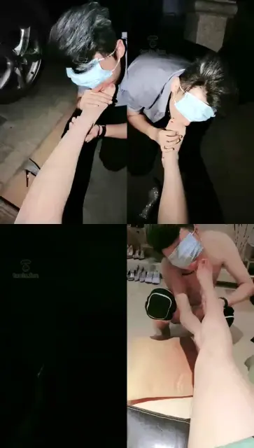 【林夕女王】户外楼下小区玩狗舔脚，喝圣水，圣水洗脸