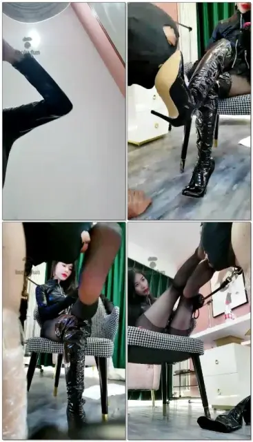 【芷晴】马奴靴奴狗奴亮皮高靴+黑丝性感高贵