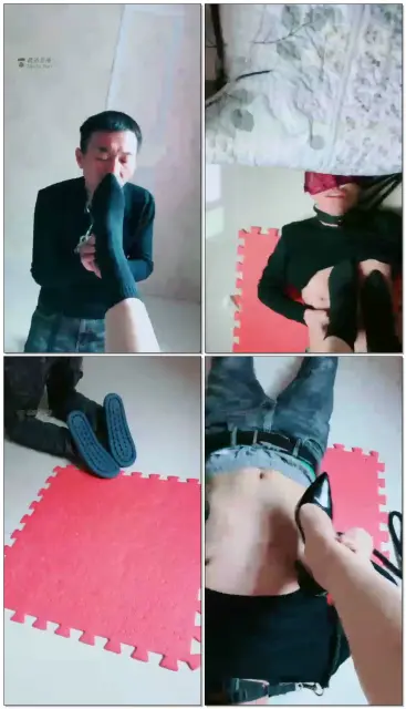 【聊城魅影S】跪舔脏靴子，闻舔靴子里的丝袜脚