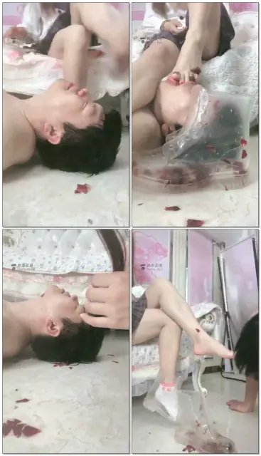 【兔粉粉女皇】透明鞋棉袜踩碎葡萄，喂食舔功十足的狗狗，超美味