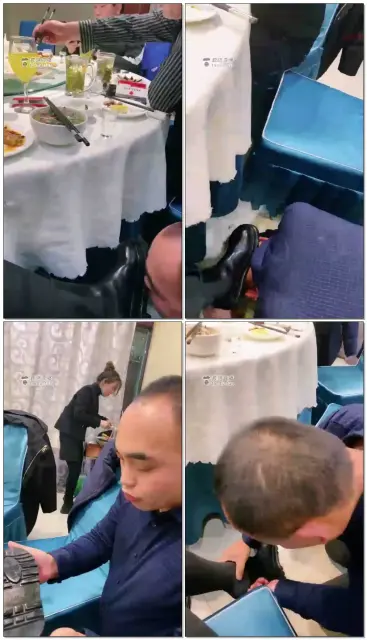 【乔安S】聚会吃饭,狗子桌子底下舔鞋底(真实,很有冲击力)