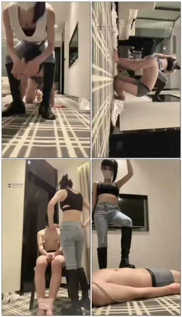 【阿月】牛仔裤长靴道具虐,钻胯,骑马,扇耳光,捆绑虐乳