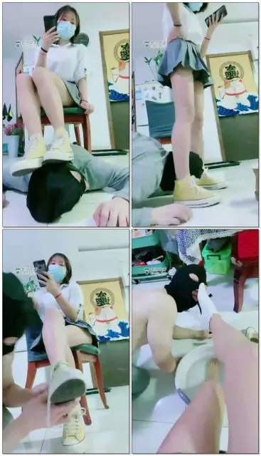 【美离子】只配活在主人脚下的狗,帆布鞋棉袜,磕头,洗脚水,骑脖子