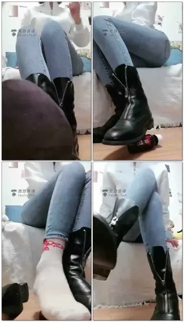 【白桃S】第一视角:折磨家犬,皮靴白袜哭礼拜四牛仔裤恋臀