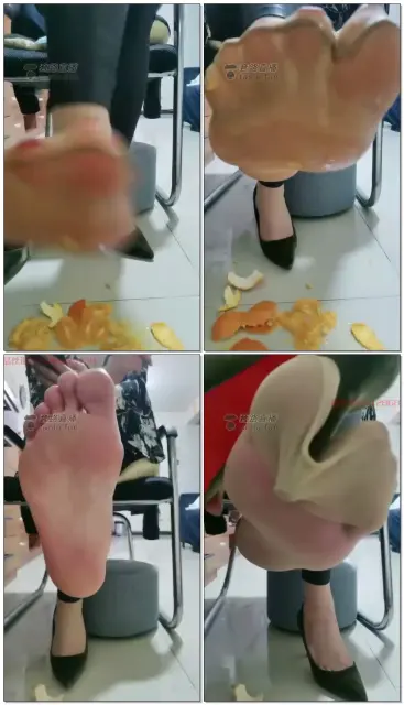 【刘小欠】短丝裸足踩橙子羞辱