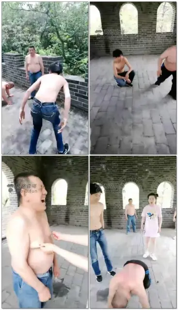 【嘉馨女主】户外长城调教三条贱狗