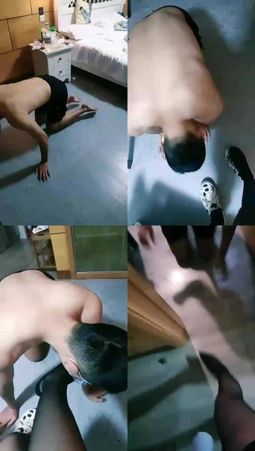 【小希女王】惩罚贱狗，黑丝高跟踢裆，圣水洗狗头