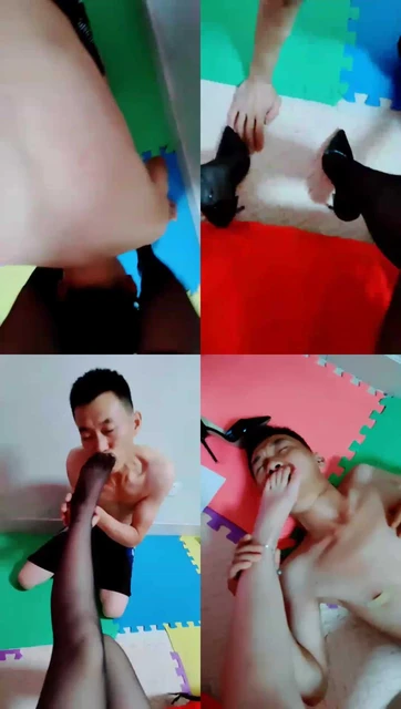 【魅影女神】高跟全体重踩踏添黑丝袜脚裸足