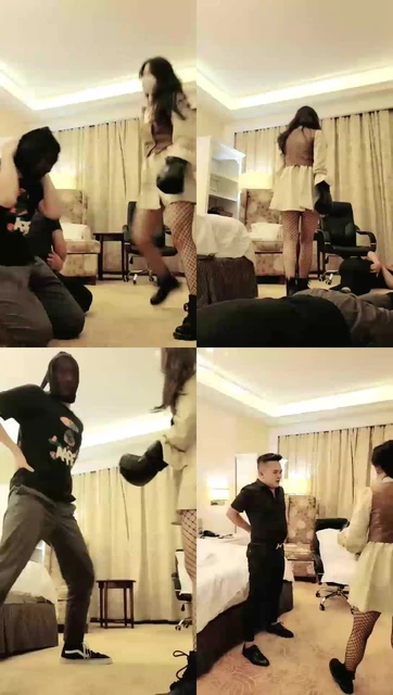 【禾未】调教马丁靴暴踹拳击手套狂揍双m,爆踹锤狠砸狗头打眼睛