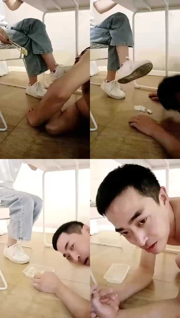 【刘二狗】餐桌下面吃妹妹扔下不吃了的东西,舔脏鞋底,给妹妹当脚垫