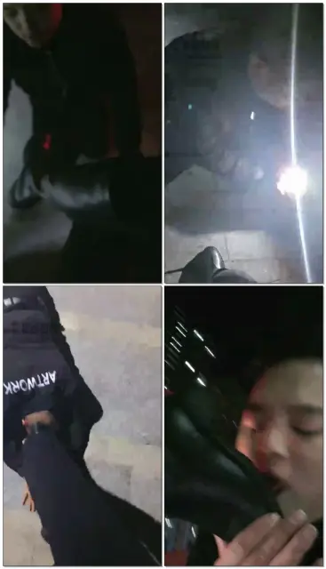 【滔滔】调教户外公园舔鞋遇狗引情侣牵狗观看