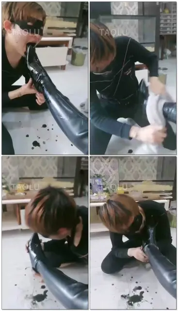 【微柔】舌头打鞋油鞋尖插狗嘴吞鞋油