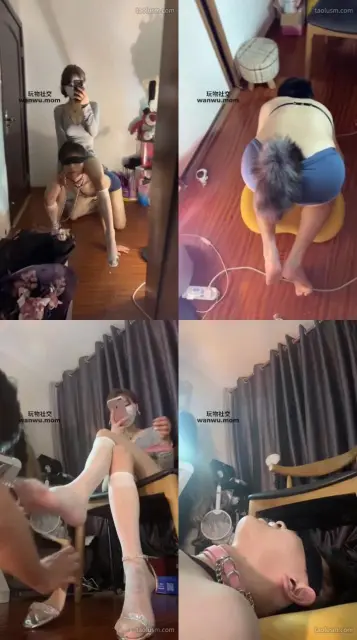 【不知名美女】短白丝高跟凉鞋调狗