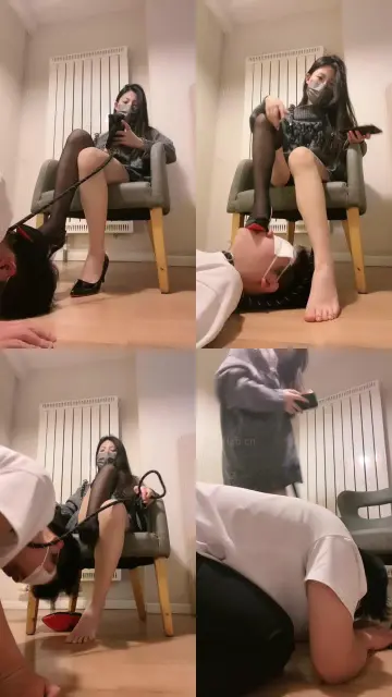 【南夕】丝袜高跟-狗链绑狗/臭脚踩脸/插嘴/碾压狗头