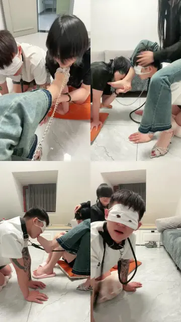 【尤黎】奴下奴伺候-当坐垫裸足插嘴舔/深喉升水