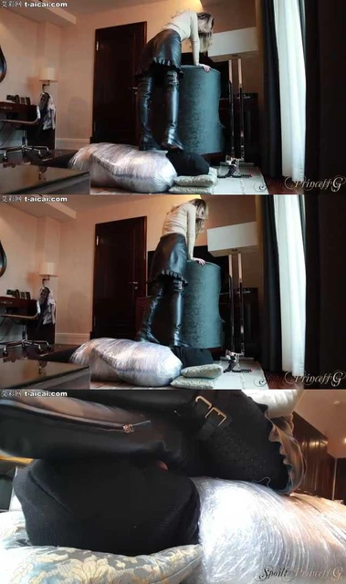 【欧美女王】狠毒Grace的保鲜膜木乃伊全体重皮靴踩脸舔鞋底折磨调教!