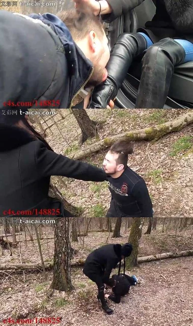 【欧美女王】户外跪车底下舔女王15cm高跟皮靴脏鞋底!
