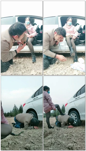 【沐颜s】带老狗野外舔车轮尿泥