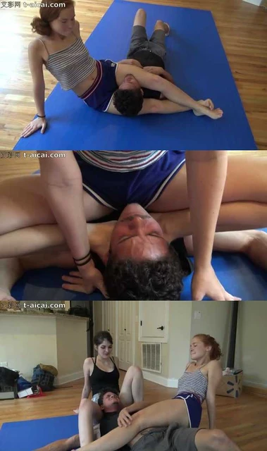 【欧美女王】被两个年轻小软妹给打了!踩脖子闻臭脚,绞杀窒息KO太丢人了
