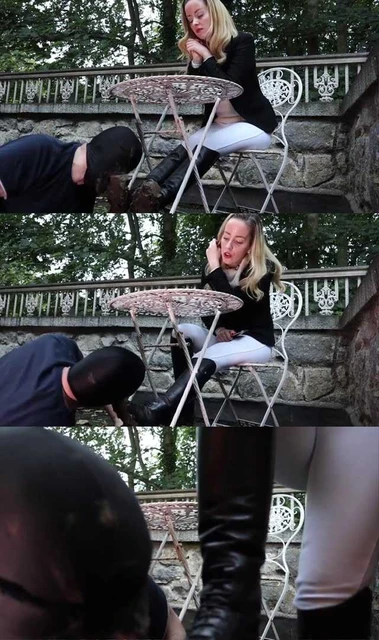 【欧美女王】奴隶跪舔女贵族马靴鞋底的泥!贵族美女Grace让奴隶舔干净脏泥