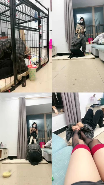 【佳佳】圈养狗笼/圣水泡面/高跟黑丝踩虐