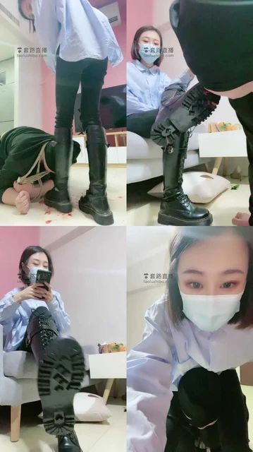 【Q月s】TJ场:黑色马丁靴骑马踩踏遛狗喂食