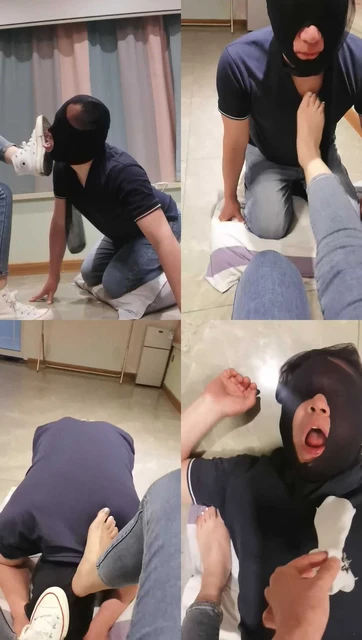 【90喵女王】嘴脱袜/头顶鞋子/原味气味辱/脚耳光/裸足狂舔