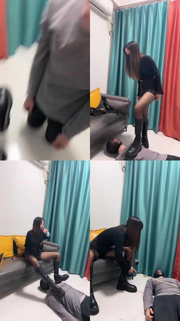 【除夕】长靴黑丝S-藤条训狗/踩踏碾压/口喂水/腿夹