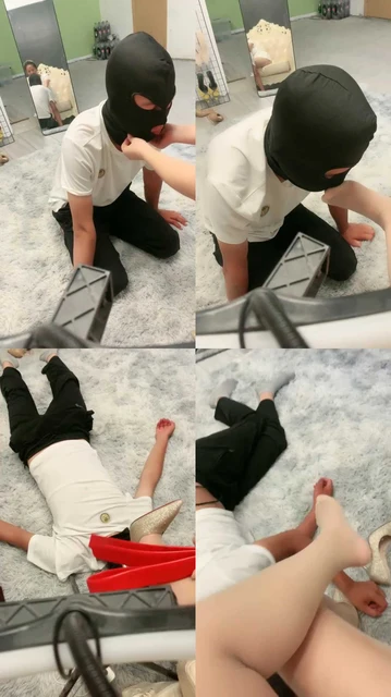 【露娜】抽耳光/跪舔肉丝高跟