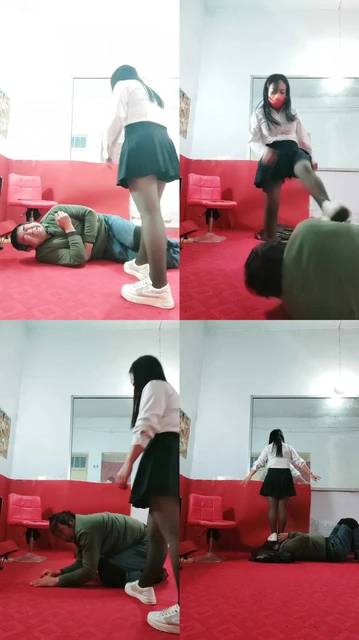 【沐颜s】小自鞋踢打锻炼老狗的体力全体重踩头