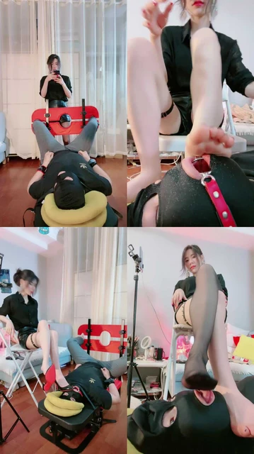 【芷晴】吃脚皮脚指甲喝口水-刑具固定强制黑丝踩