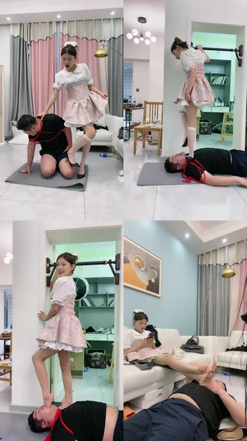 【麋鹿银儿】洛丽塔素人高跟白丝踩踏/裸足深喉吃袜子