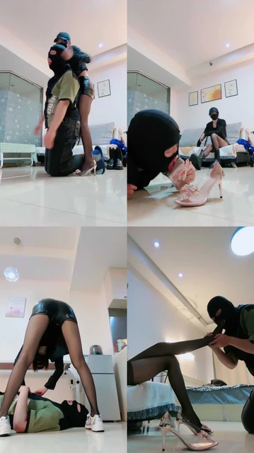 【美娜格格】舔鞋 舔脚 羞辱 暴踹 鞭打后的卑微顺从