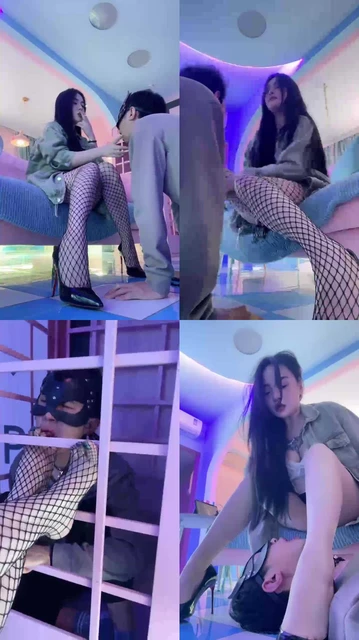 【安晴】精神小妹网袜高跟诱惑-关狗笼强制舔/吃拉丝口水