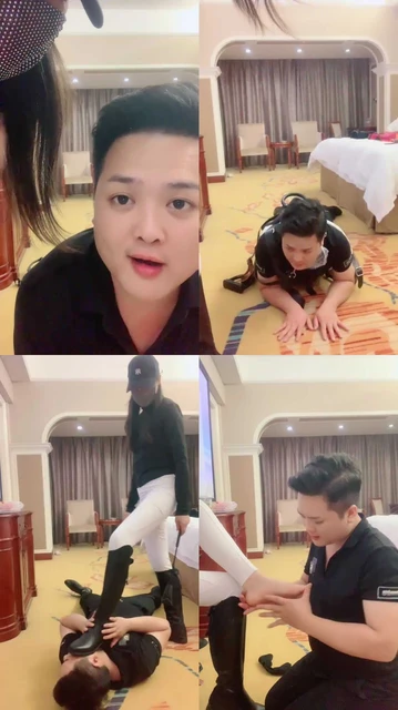 【蜜蜜骑士】马术女教练-给狗戴马鞍骑马狗爬/长靴全体重踩舔闻