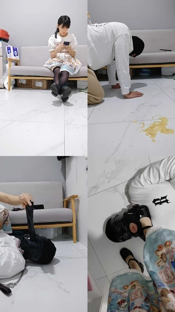 【初生】萝莉主小皮鞋碾食物喂食/踩踏/闻舔脚深喉【剪辑版】