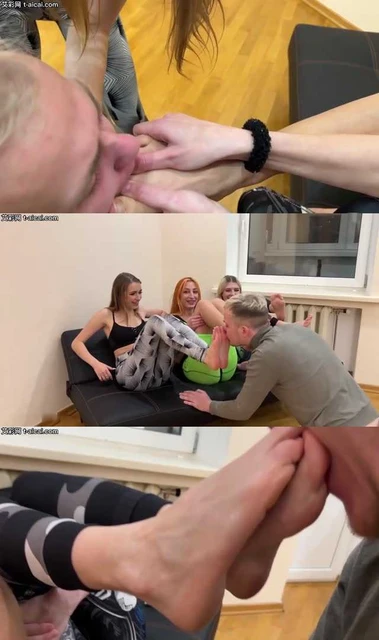 【欧美女王】PP-超美新人女王DorimillsJucy和Agma三人臭棉袜脚群调奶狗!