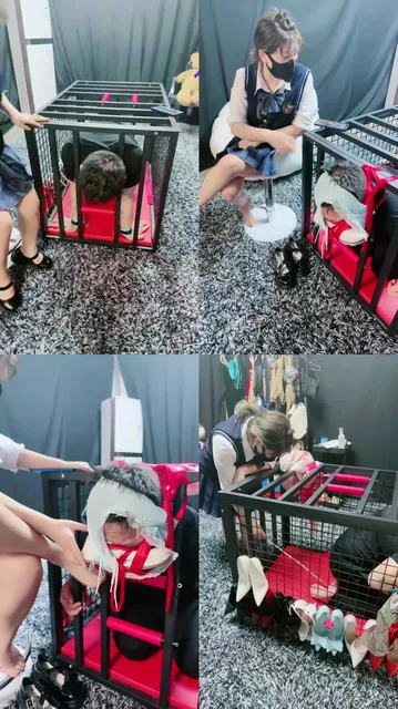 【馨妍】关狗笼内裤塞嘴套头强制闻鞋
