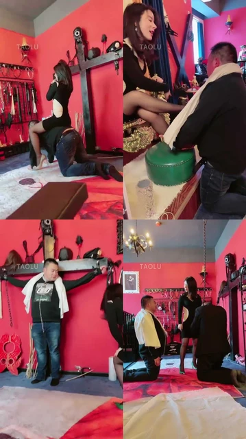 【晨晨】调教室黑丝高跟虐双奴