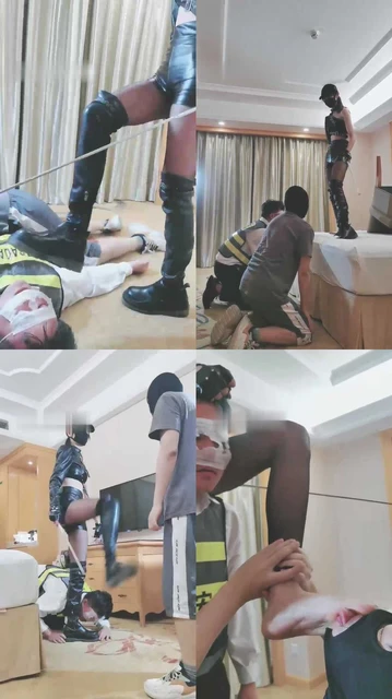 【美娜格格】虐双M-暴力踹头踩地毯/深喉【完整版】