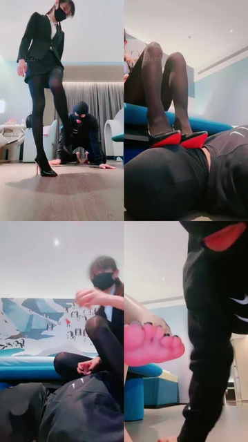 【美娜格格】白领S-黑丝高跟美腿-腿绞窒息/掐乳/臭脚捂脸/跳踩