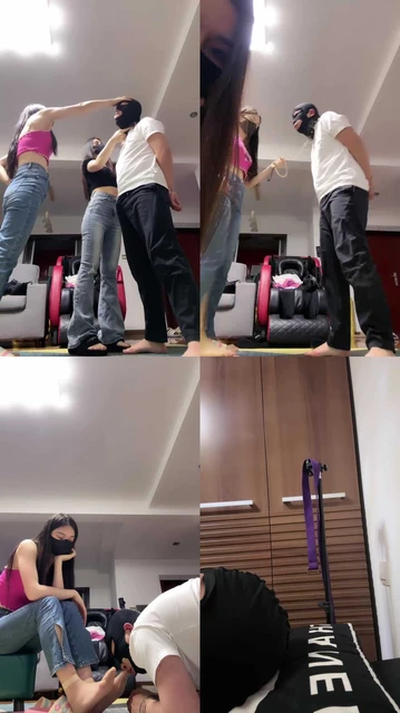 【苏州十三姨】双S牛仔裤暴力踢裆虐废狗/手铐反绑/踹头