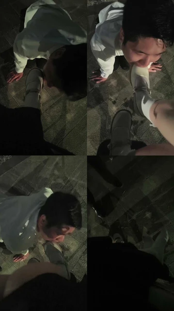 【诗琪】户外仔细舔脏皮鞋白棉袜