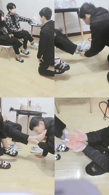 【粥粥大人】学生情侣主-下跪舔鞋闻袜跪爬